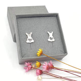 bunny rabbit stud earrings with love hearts
