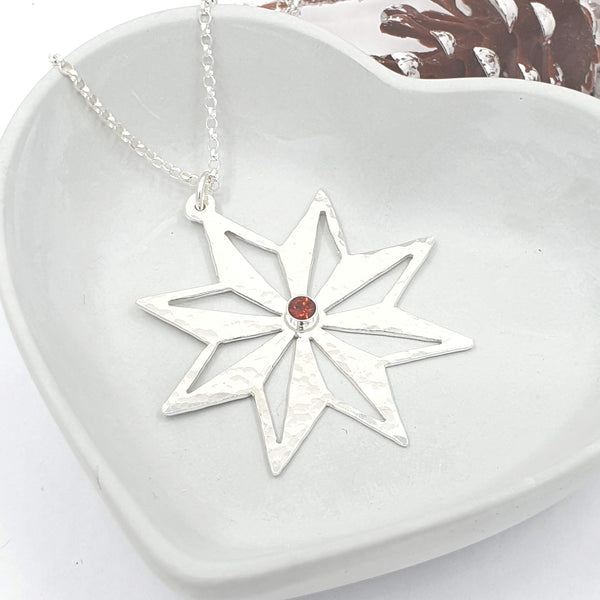 Large star and garnet necklace