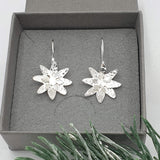shiny large drop snowflake earrings