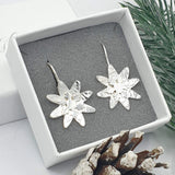 shiny large snowflake drop earrings