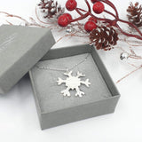 Large hammered snowflake necklace