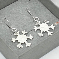 Medium sparkle drop snowflake earrings