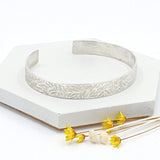 Leaf textured cuff bangle