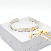 Leaf textured cuff bangle