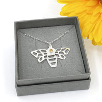 Geometric bee and citrine honey drop