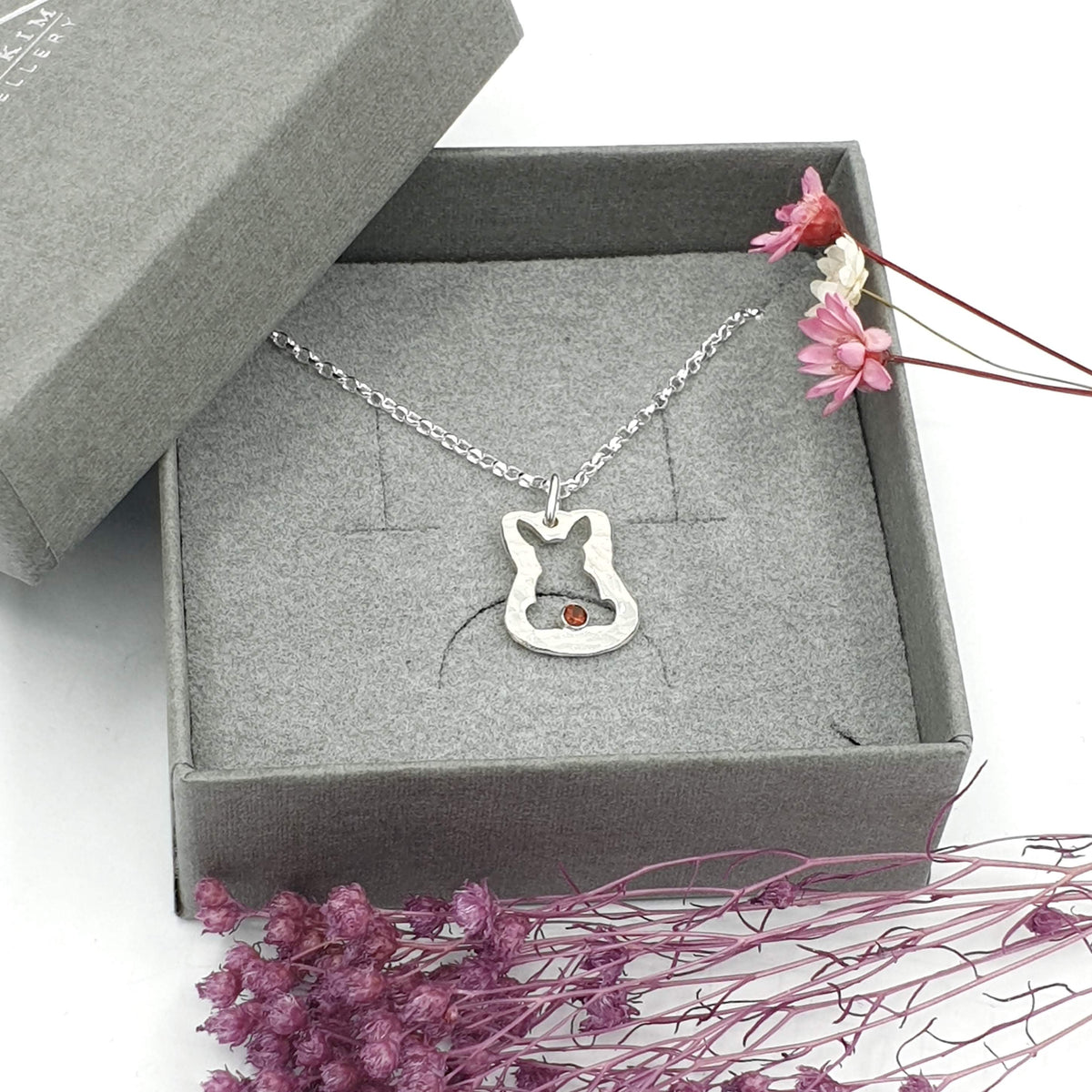 Ruby open bunny rabbit necklace - Gemstone - Gina Kim Jewellery