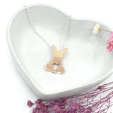 Rose Gold Georgie bunny necklace textured