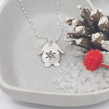 lo buy necklace with hand stamped snowflake