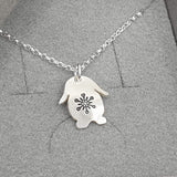Lop bunny necklace with hand stamped snowflake