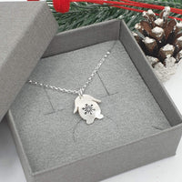 Lop bunny necklace with hand stamped snowflake