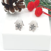 Snowball stamped Lop bunny stud earrings