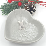 bunny necklace with stamped snowflake