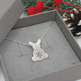 bunny rabbit necklace with stamped snowflake