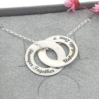 stronger together, unbreakable love, interlocking circles necklace