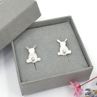 hammered bunny rabbit stud earrings medium 