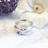 Amethyst and heart spinner ring