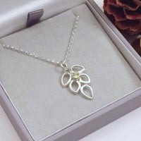 Peridot leaf necklace