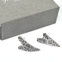 Art Deco style wavy heart stud earrings