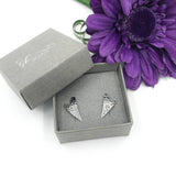 Art Deco style wavy heart stud earrings