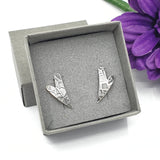 Art Deco style wavy heart stud earrings