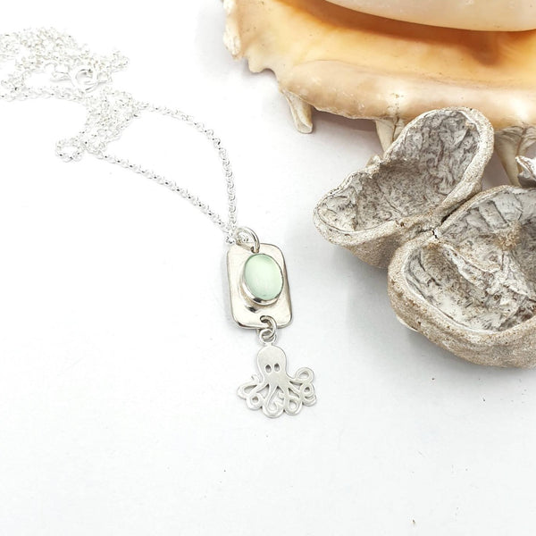 Octopus and sea green chalcedony