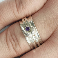 Moon and Amethyst spinner ring