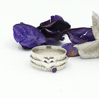 Amethyst and heart spinner ring