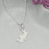 bunny necklace with blue stone